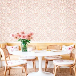 Papel pintado damasco clasico medallón ornamental