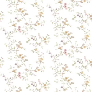 Papel pintado flores silvestres delicado estilo botánico