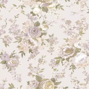 Papel pintado flores romanticas rosas y peonías