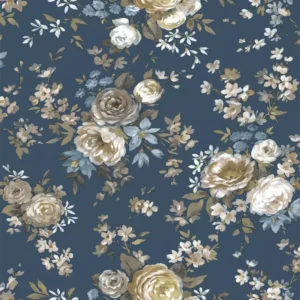 Papel pintado flores romanticas rosas y peonías