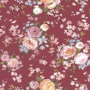 Papel pintado flores romanticas rosas y peonías