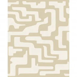 Papel pintado panorámico Casadeco colección Rituel modelo Tikal, diseño de patrón laberíntico geométrico de estilo étnico moderno para paredes de acento